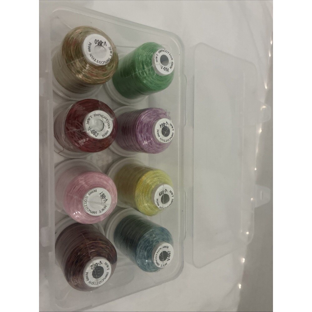 New Brothread -8 Snap Spools of 1000M Each Poly Embroidery Thread Box Variegated